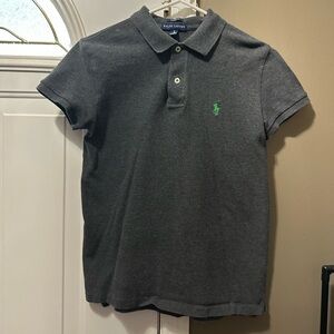 Ralph Lauren Gray Knit Polo with Green Pony